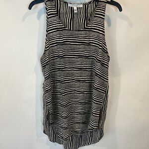 Derek Lam Cosby 10 Sleeveless Striped Silk Hi Low Tank